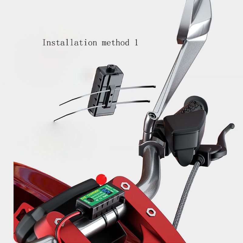Motorrad-doppel-usb-ladegerät ( 2.4ax sae-auf-usb-adapter) mit voltmeter und ein-/ausschalter ( q81f stück)