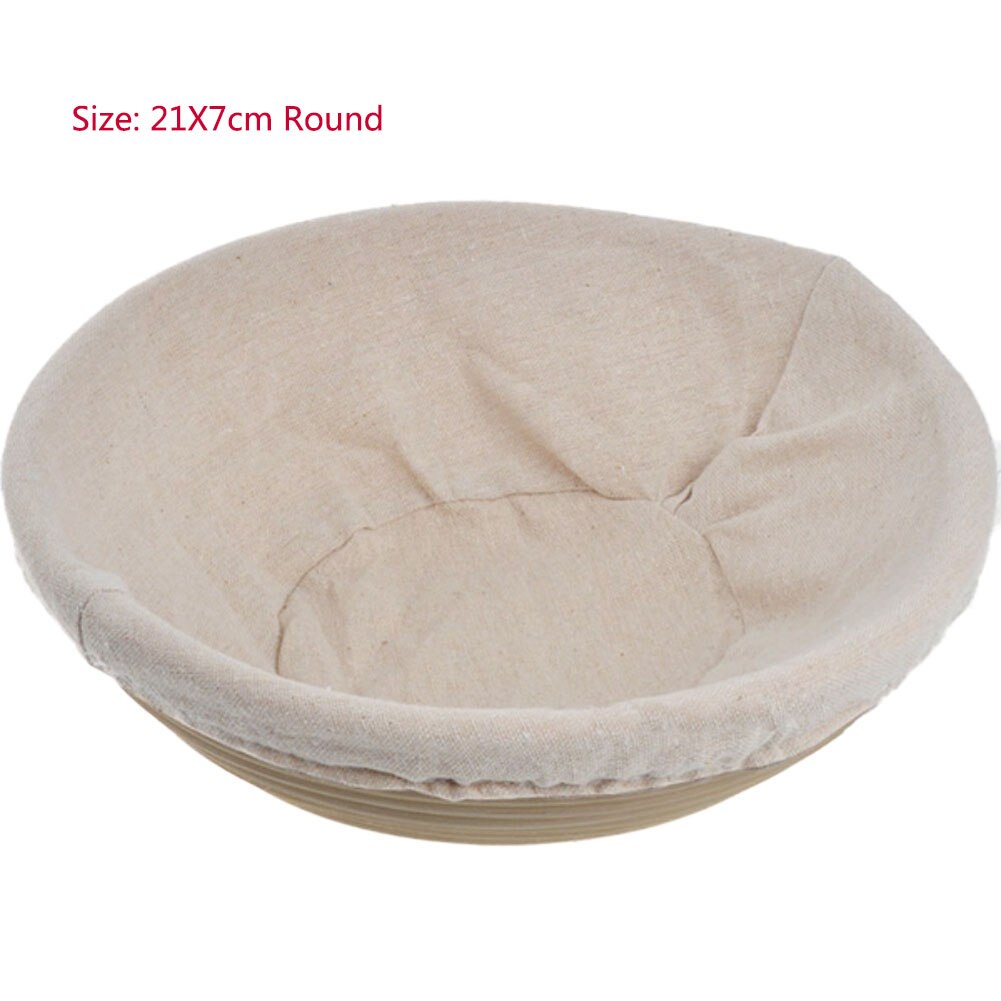 Banneton Proofing Bread Basket Round Oval Baking Cake Pans Proving Rattan Bread Basket Fermentation With cloth bag: 21X7cm Round