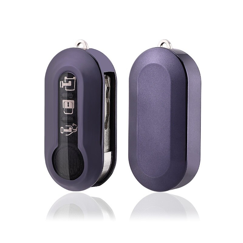 Tpu key case nøgle cover til fiat 500 panda punto bravo key shell protect tilbehør: Lilla sort