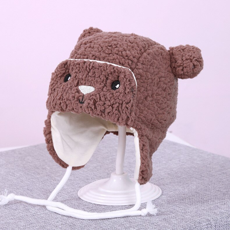Babyhue sød pompon vinter børnehue strikket sød hue til piger drenge afslappet ensfarvet pigehue babyhuer: 3