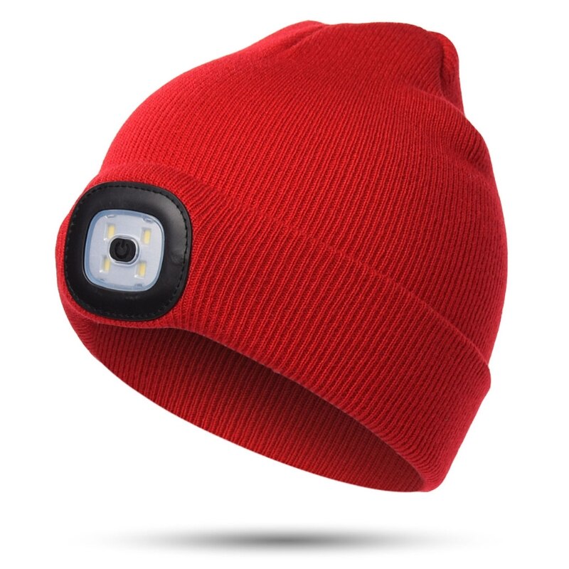 Gorro con luz LED recargable por USB para niños, gorro con 4 luces LED para iluminación nocturna, de alto brillo, ropa Ultra suave: BR