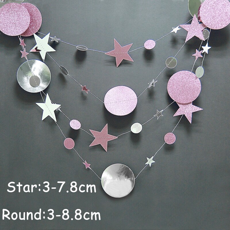 4m roséguld stjärna papper banderoll kedja prick flaggor juldekoration diy hängande bunting girlander hem bröllopsfest dekoration leverans