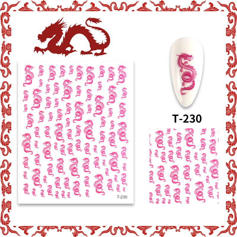 Chinese Dragon Nail Art Stickers Punk Nail Decals Waterproof Nail Decoration Colorful Dragon Element Nail Accesories For Nails: 01