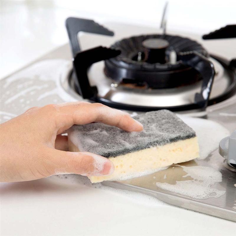 Estropajos multiusos 16 Uds., sin arañazos, limpieza de platos, utensilios, utensilios de cocina de doble cara, esponja para cocina y baño (negro)