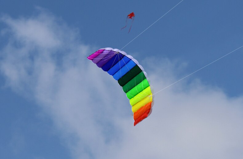 Sports 1.6 m Dual Line Parafoil Parachute Kites Sports Beach With Kite Handle and String Easy to Fly