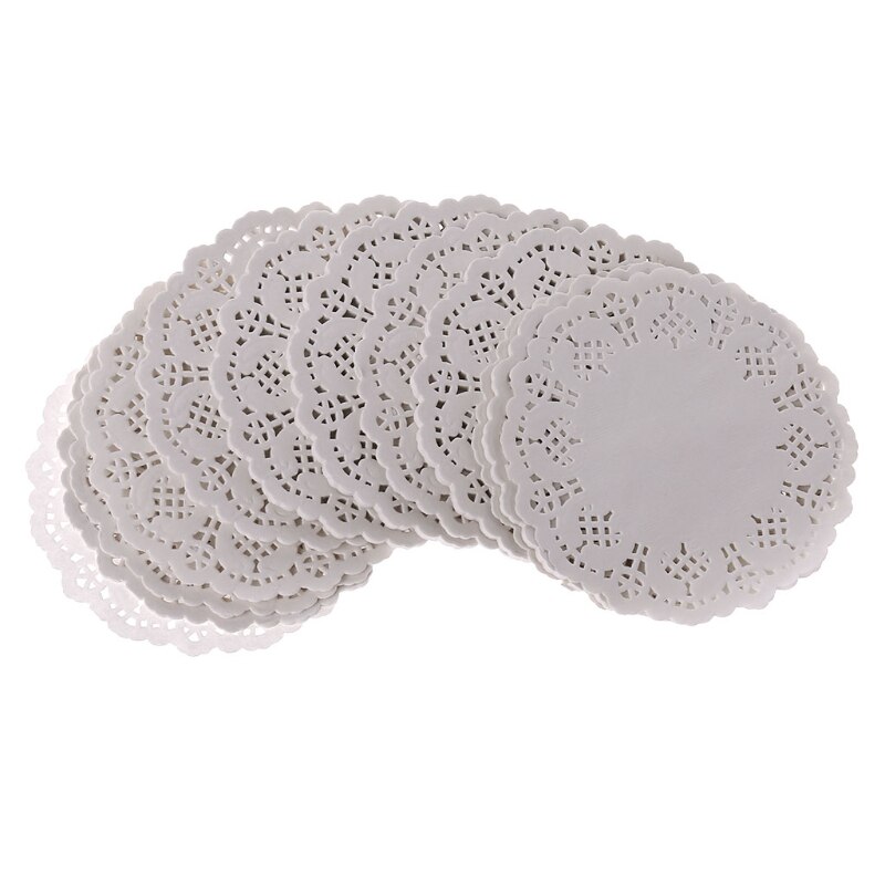 200Pcs Round Lace Paper Mats Coasters Placemats Wedding Events Party Table: A