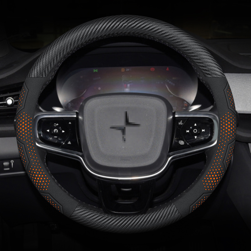 Til polestar 1 2 3 4 5 kulfiber ruskind mikrofiber læder skridsikkert bilratbetræk autotilbehør: Grøn