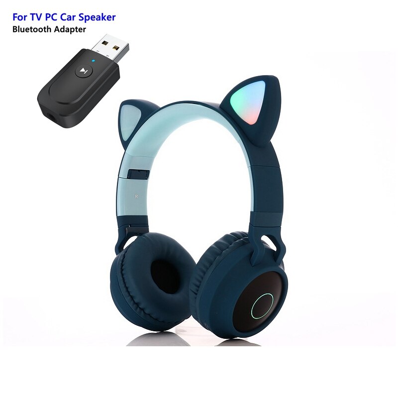 Enfants fille sur l'oreille écouteurs Bluetooth 5.0 bruit suppression stéréo casque avec Microphone mains libres appel PC téléphone portable: Blue