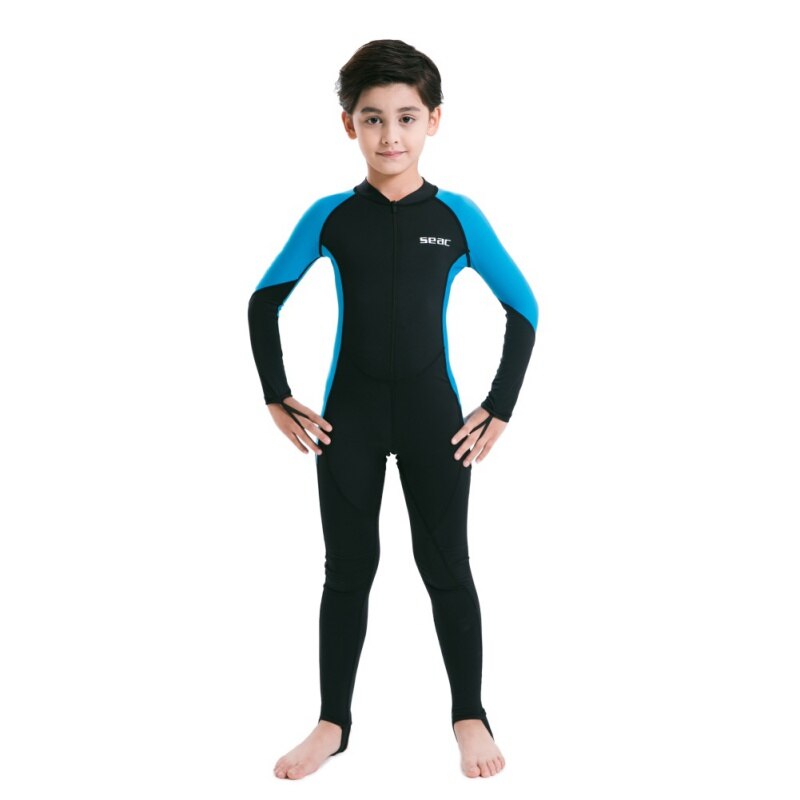 Traje de buceo de Lycra para niños, traje de buceo para niños de una pieza de colores, traje de baño de manga larga para surf: Azul / 4-6 Age