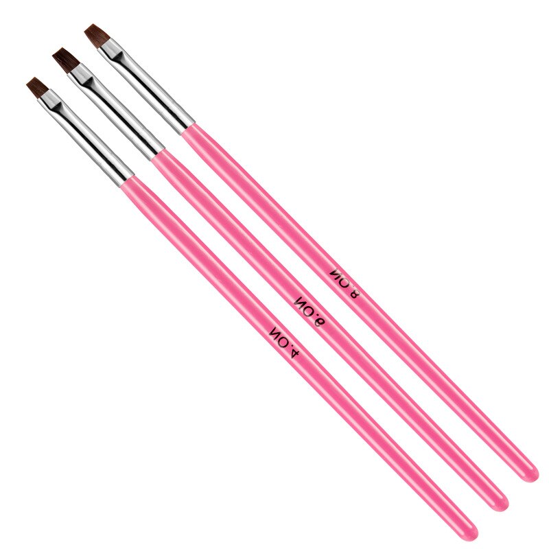 3Pcs Roze Rij Puntjes Dot Builder Platte Schilderij Kristal Carving Uv Gel Nail Art Acryl Polish Tips Pen Borstel manicure Tools Set