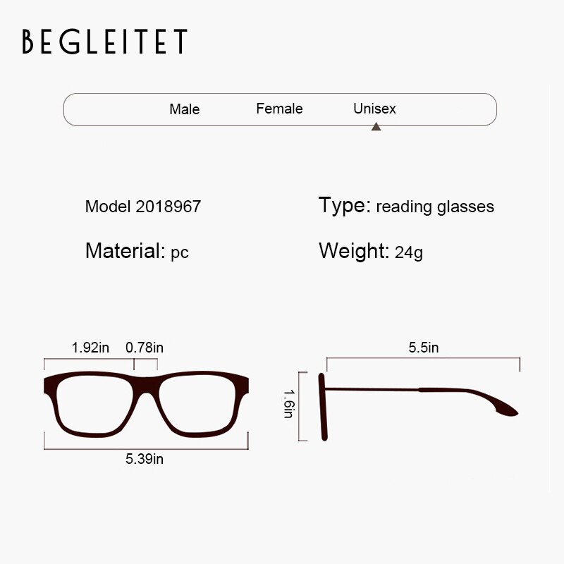 BEGLEITET leesbril voor heren en dames lichte zakelijke stijl dioptrie bril computer transparante bril