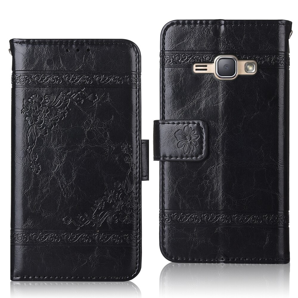 J1 J120 J120F SM-J120F Case Flip Portemonnee Lederen Case Voor Op Samsung Galaxy J1 J120 Back Cover J12016 J 120 Coque: oil-Black