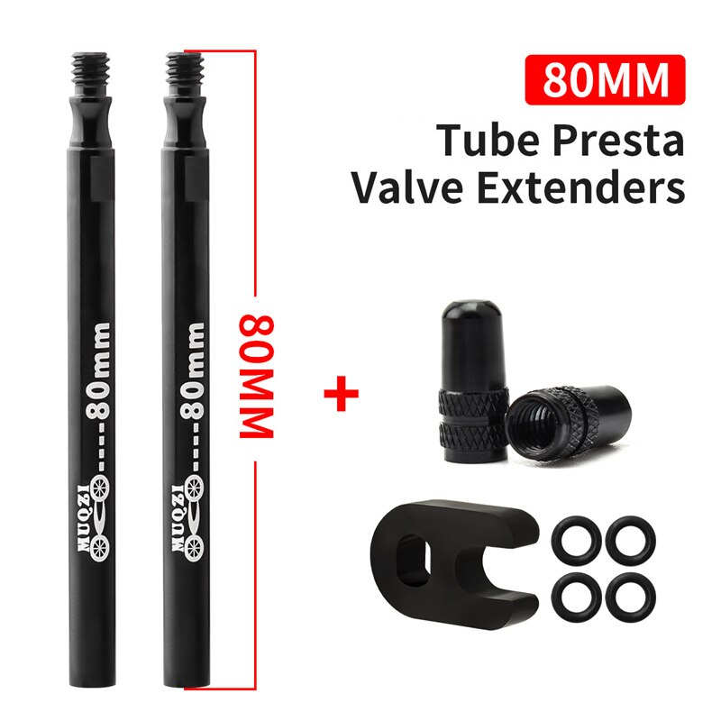 Rower zawór Presta Extender Clincher opon wymienny zawór dętka rozszerzenie Adapter zaworu z podstawowe narzędzie akcesoria rowerowe: Integrated 80mmBlack