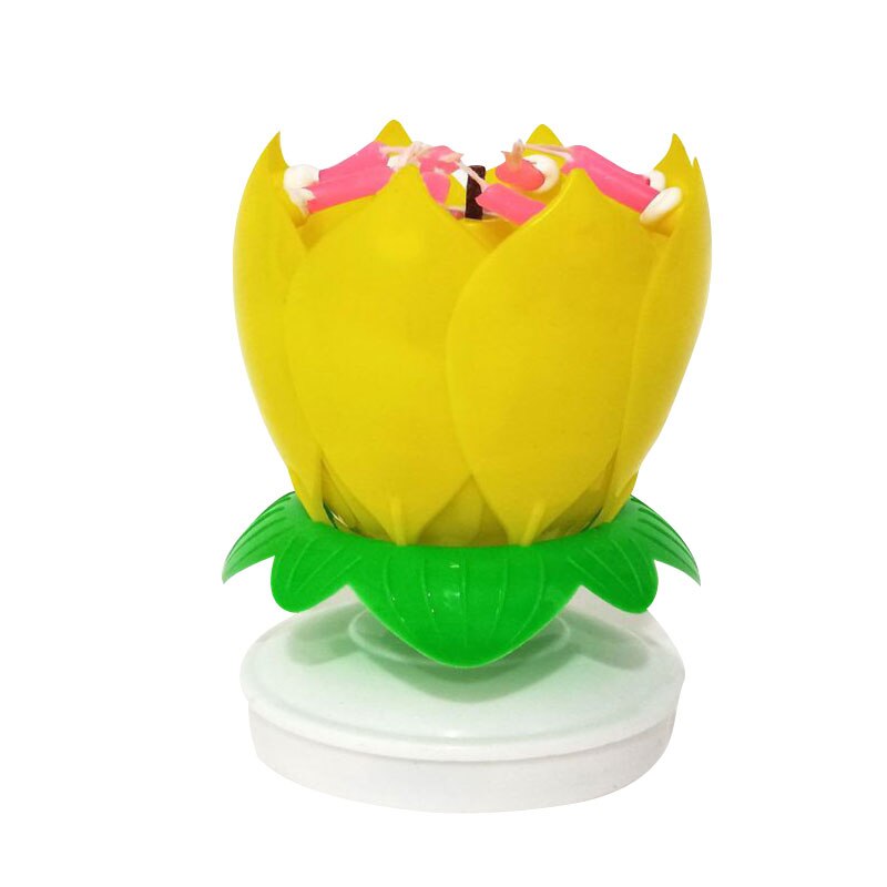 Music Birthday Cake Candles Lotus Flower Festival Decorative Music Party Decor: 8 Candles-Yellow
