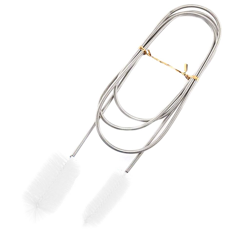 Double Ended Hose Multifunctional Air Tube Aquarium Flexible Stainless Steel Cleaning Brush Water Filter Nylon Pipe: White / 90cm