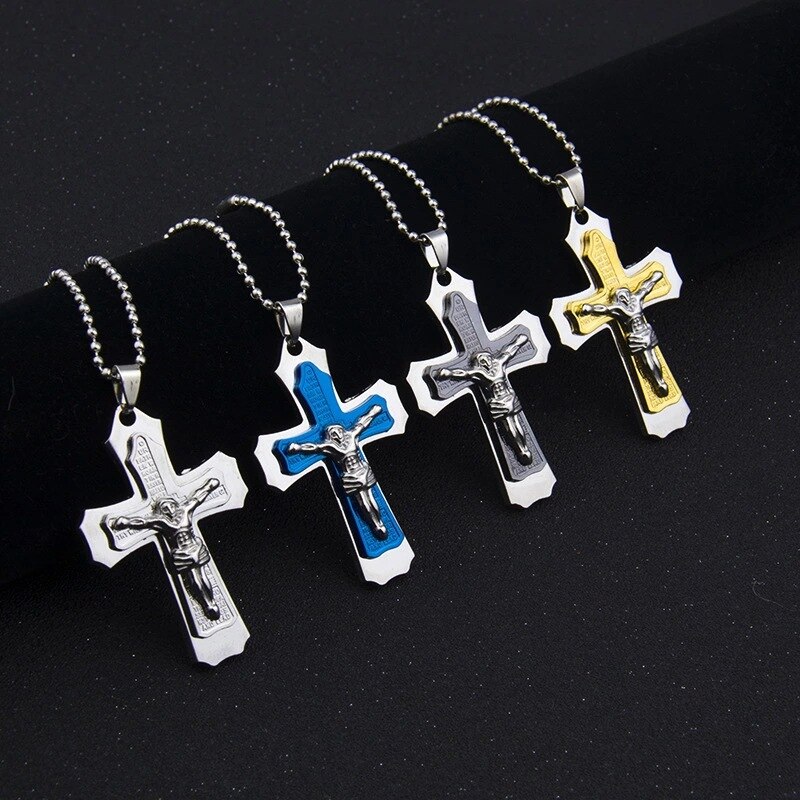 Ketting Voor Mannen Jesus Crystal Cross Hanger Ketting Dark Knight Cross Ketting Mode-sieraden