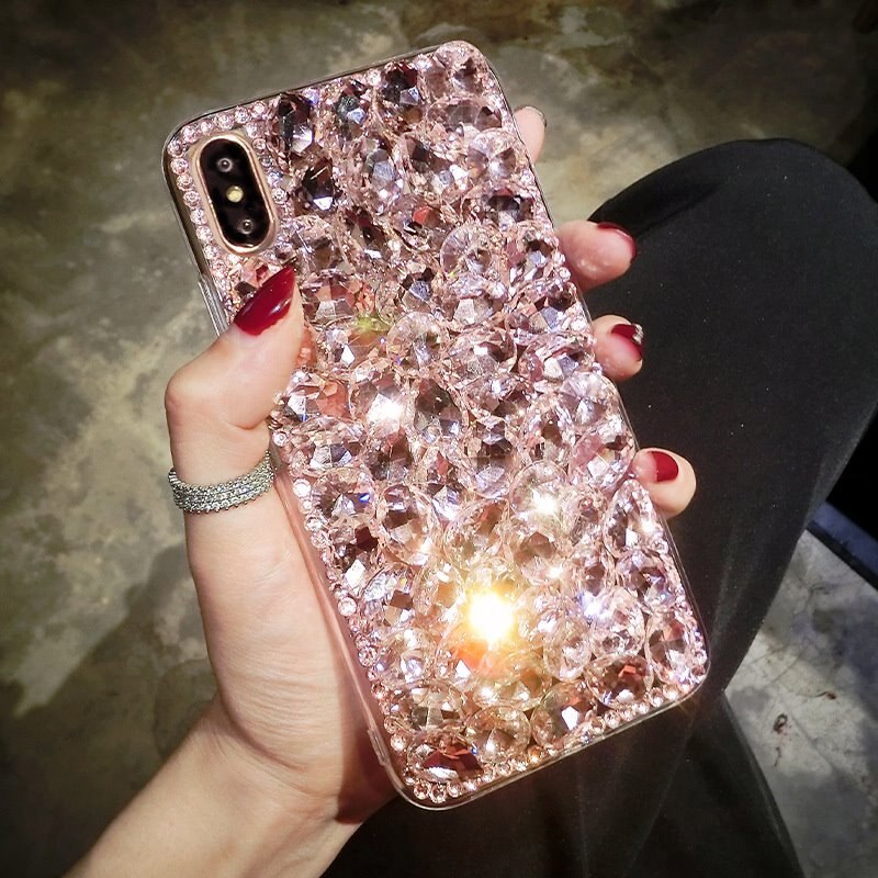 J720 cassa Del Telefono Per Samsung Galaxy J7 2017 custodia In Silicone Della Copertura Della Cassa del nuovo Rhinestone di lusso Del Diamante di Modo di Caso di Scintillio: Colore rosa