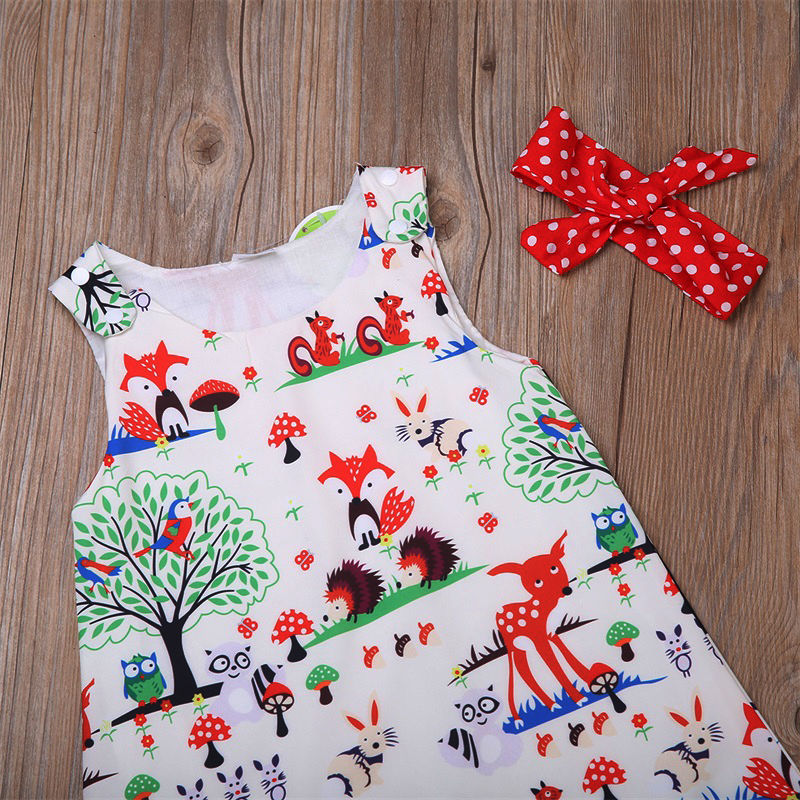 Adorable Baby Clothes Infant Toddler Kids Girl Character Summer Clothing Top Dress Short Pants And Headband Clothes Outfits Set