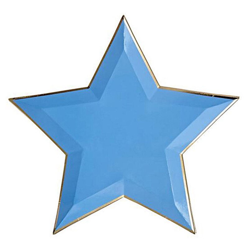 Wegwerp Servies Bruiloft Decoratie 8Pcs/1 Pack Effen Kleur Vijfpuntige Ster Papier Lade Verjaardagsfeestje Decoraties kids: 08