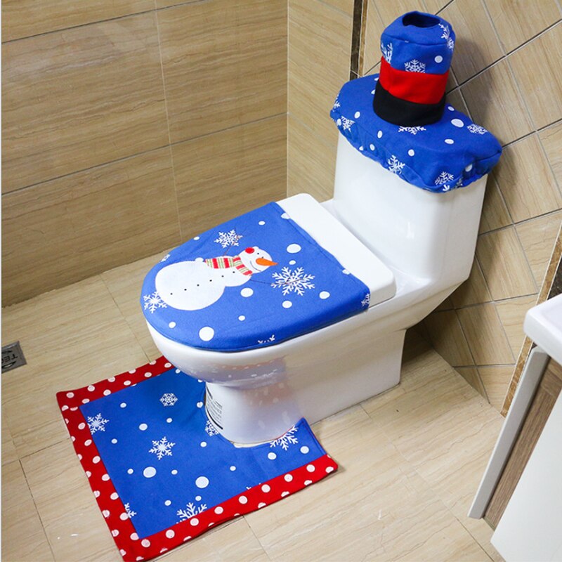 Christmas snowman toilet låg betræk toilet sæde betræk julepynt husholdning xmas navidad badeværelse indretning