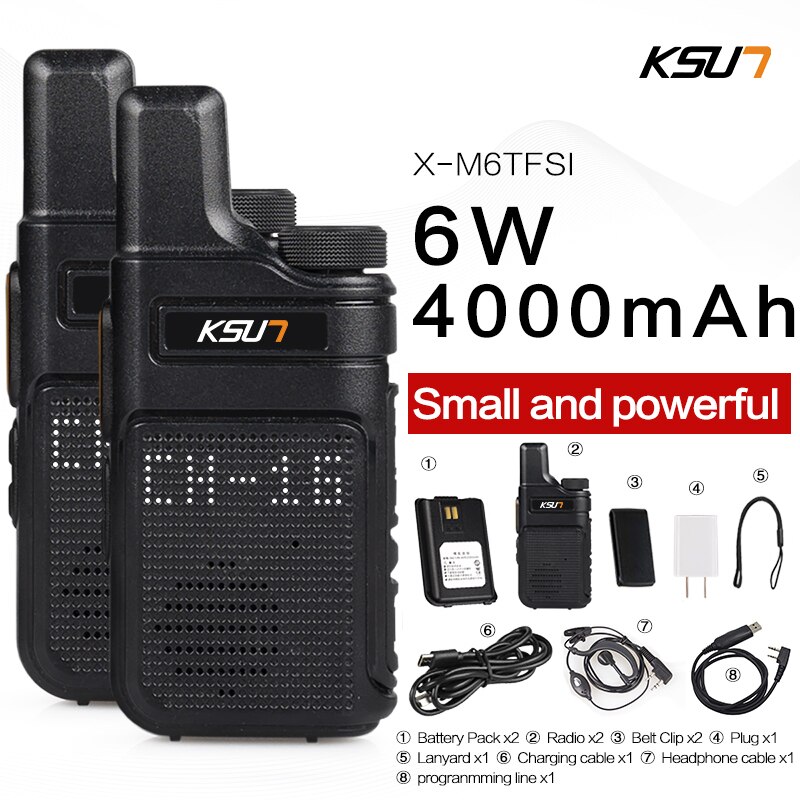 KSUN-Mini Walkie Talkie portátil, Radio de dos vías, de M6, PMR 446: 2PCS M6  and cable