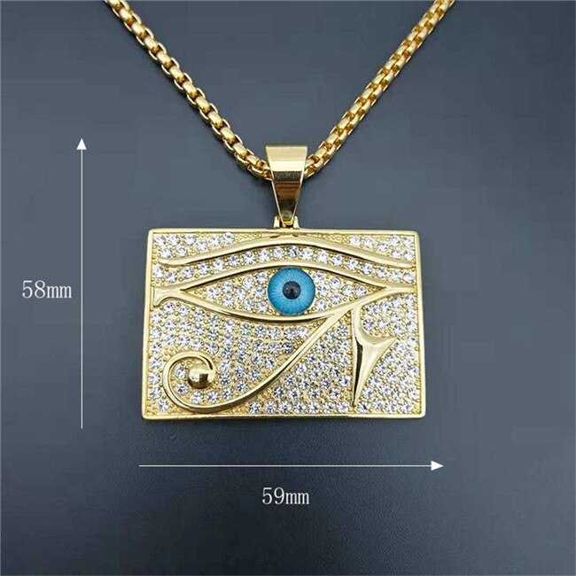 Oude Egypte Het Oog Van Horus Hanger Kettingen Voor Vrouwen En Mannen Gouden Kleur Rvs Ronde Sieraden