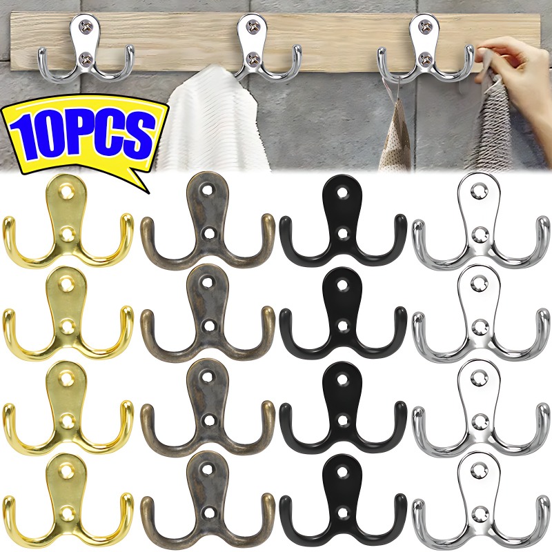 10/2pcs Coat Hooks Wall-Mounted 2 Hole Towel Hanger For Coats Hat Clothing Home Storage Hook Wall Hook Towel Hanger for Hardware