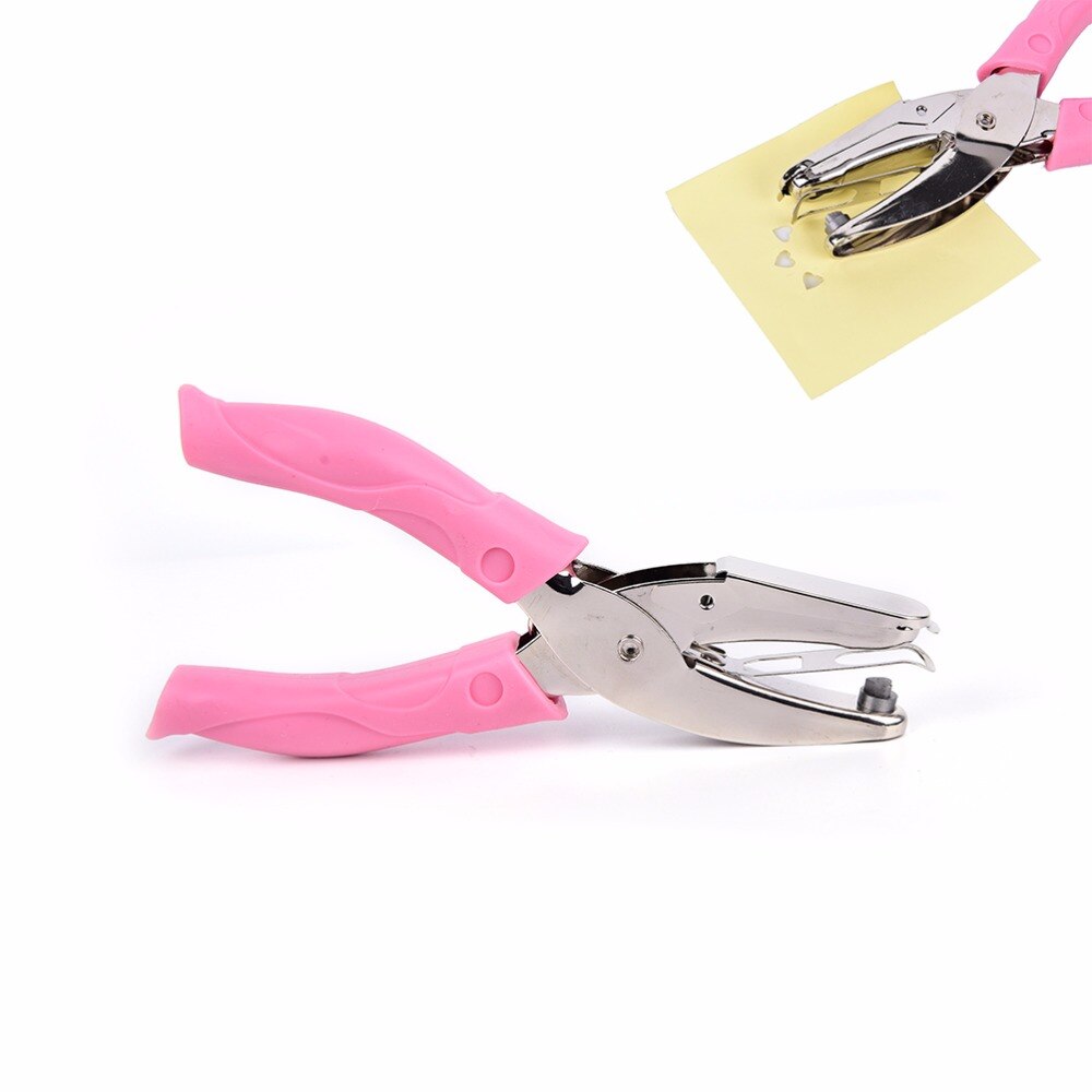 Hand-held Heart Shape Hole puncher Paper Punch for Greeting Card Scrapbook Notebook Puncher Hand Tool with Pink Grip