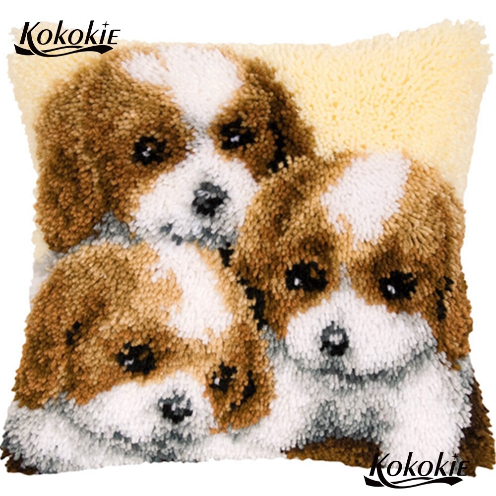 Cartoon Klink Haak hond diy tapijt Handwerken 3d tapijt Unfinished Haken Kleed Kits Garen kruissteek kits Borduren Kussensloop
