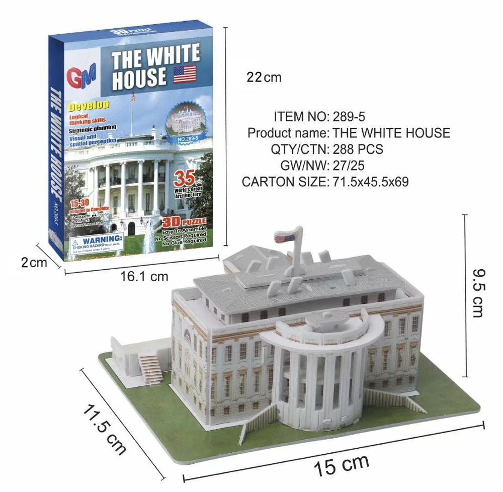 3D three-dimensional puzzle word famous building architecture puzzle educational diy toy for kids adult