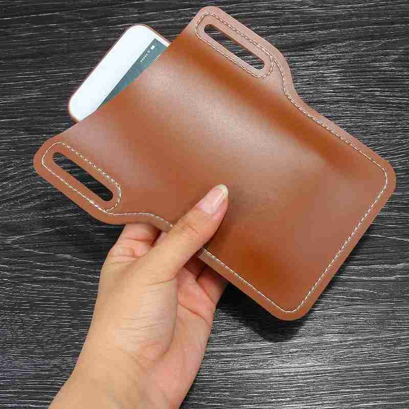 Universal Brown Leather Waist Belt Loop Cellphone Phone Protection Case Bag Holster Men Women Cell Phone Bag 6 Colors