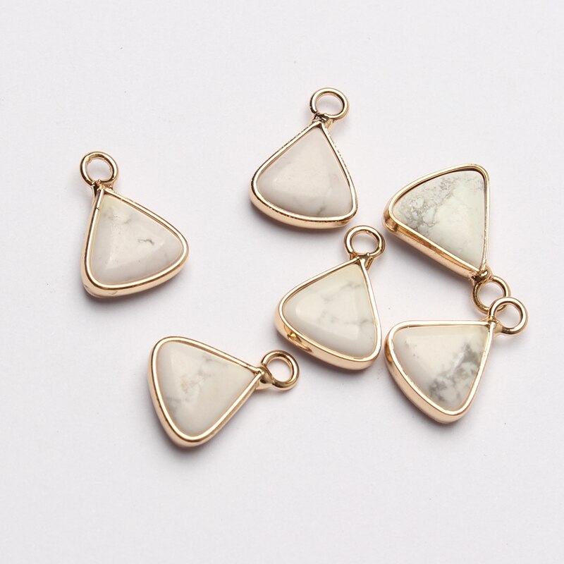 Natural Stone Charms Mini Triangle Birthstone Pendant Charms 11*15mm 2pcs/lot For DIY Jewelry Making Accessories: white