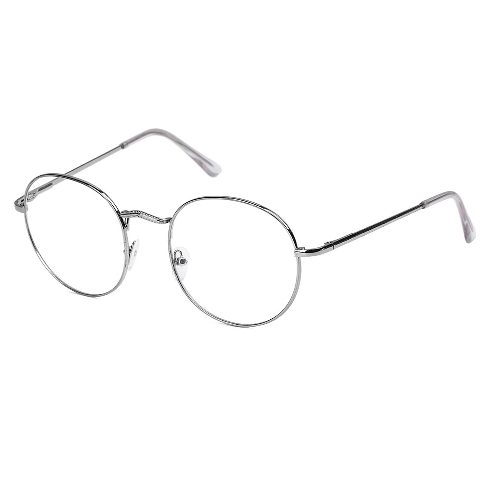 Unisex metall vintage runda glasögon överdimensionerade glasögon ram optiska glasögon ram synvård glasögon: Silver-