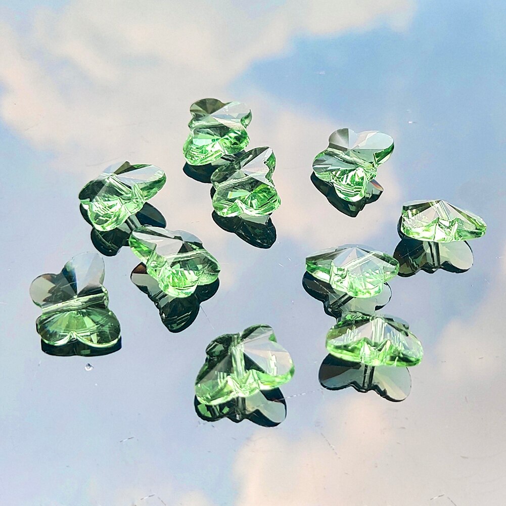 10/20 stk sommerfugl krystal perler til lysekroner glas perle vedhæng gør-det-selv smykker fremstilling bryllup indretning tilbehør 14mm perler: Lysegrøn / 20 stk