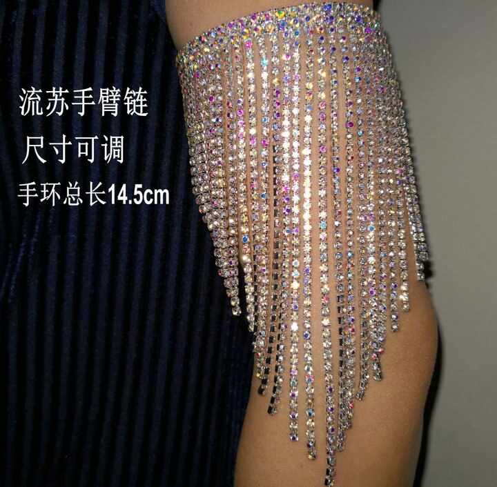 Pulseira de cristal strass, pulseira de braço ab colorido joias de corpo