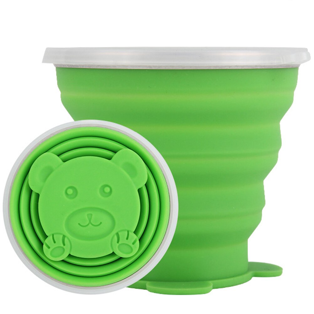 180ml sammenleggbare matkvalitets silikonkopper sammenleggbar reisekopp til fotturer camping utendørs sport kaffekrus utendørs vannkopp  #40: Grønn