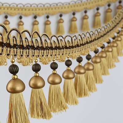 Luxe 1 M 14.5 cm Breed Gordijn Kant Accessoires Kwastje Franjes Trim Lint DIY Voor Gordijn Sofa Tafelkleed Naaien Thuis decor: Gold yellow