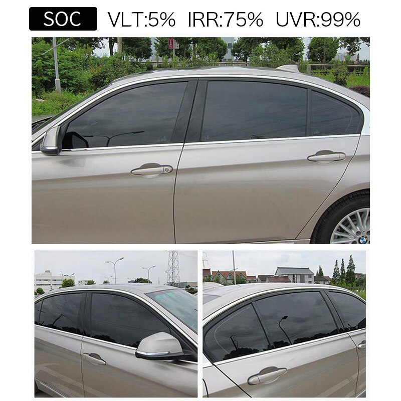 Vlt 5% Dark Black Car Window Tint Film Roll Glas Auto Auto Solar Bescherming Zomer Voor Auto Side Window Thuis glas Met Schrapen