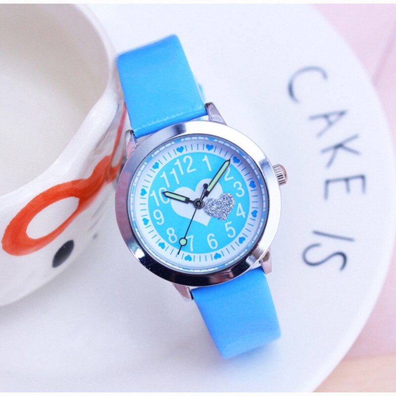 Leren kwarts hartvormig kinderhorloge cartoon horloge student horloges horloge relogio feminino montres