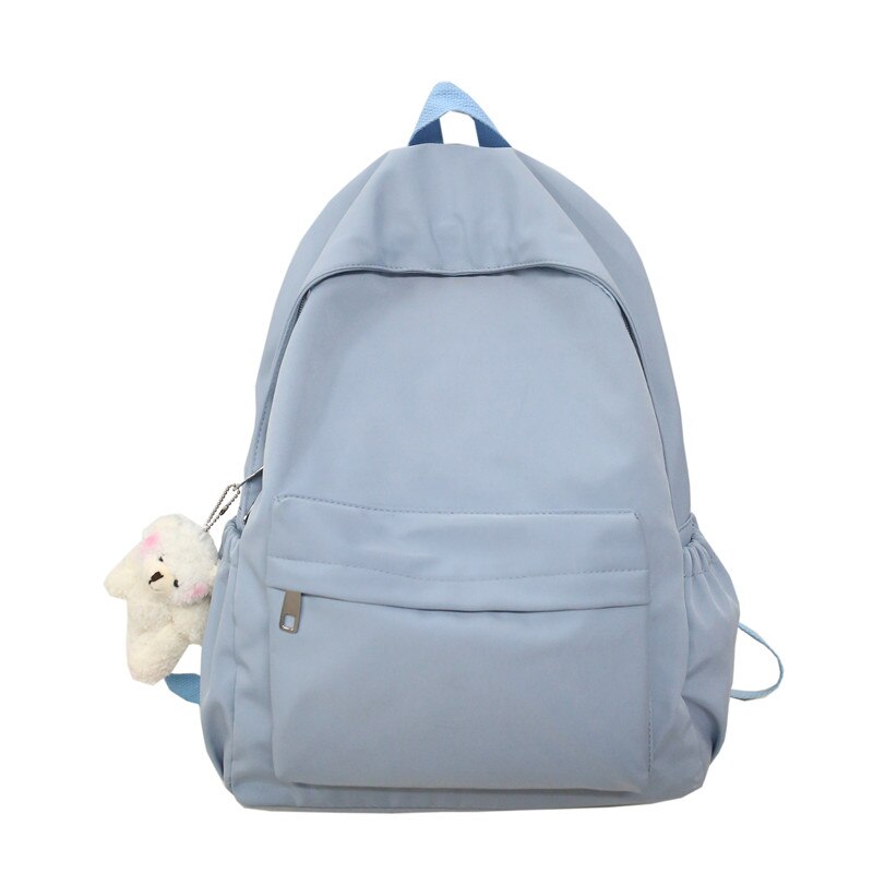 Nylon Mode Rugzak Voor Vrouwen Effen Kleur Eenvoudige Rugzak Preppy Stijl Rugzak Tieners Meisjes Grote Capaciteit Schooltas Pak: blue