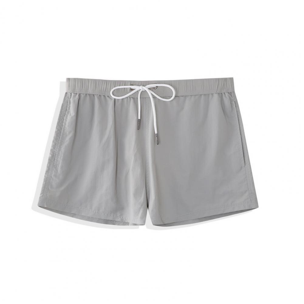 Summer Fitness Shorts Solid Color Summer Clothing Male Leisure Fitness Shorts Surf Shorts Swimming Trunks:  Light Grey L