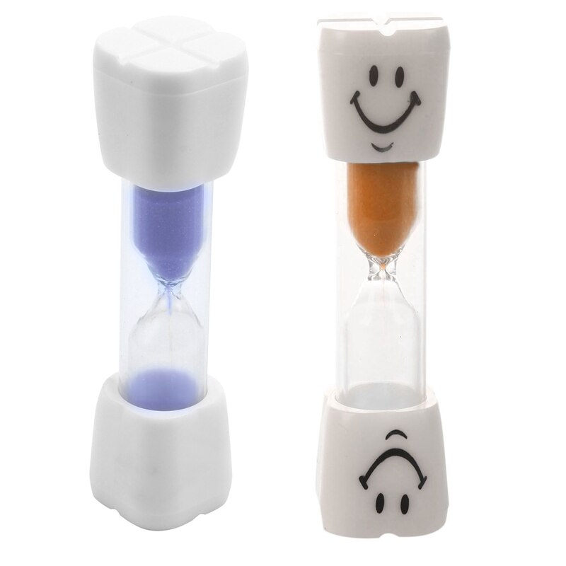 2 Pcs 2 Minute Hourglass Kids Brush Teeth Timer Smile Sand Egg Timer 2 Minutes Sandglass Timer, Purple & Orange