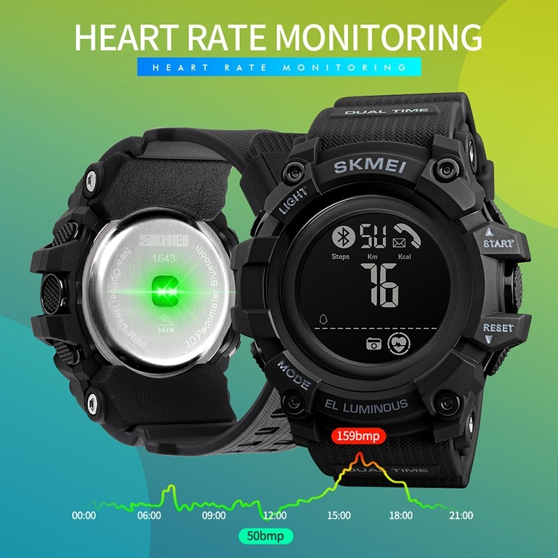 Skmei Digital Mannen Horloge Bluetooth Hartslag Smart Klok Fitness Stappenteller Calorieën Waterdicht Mannelijke Horloge Inteligen