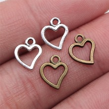 WYSIWYG 100pcs 10x8mm 2 Colors Mini Heart Charm Cute Heart Charms For Jewelry Making Small Heart Charm