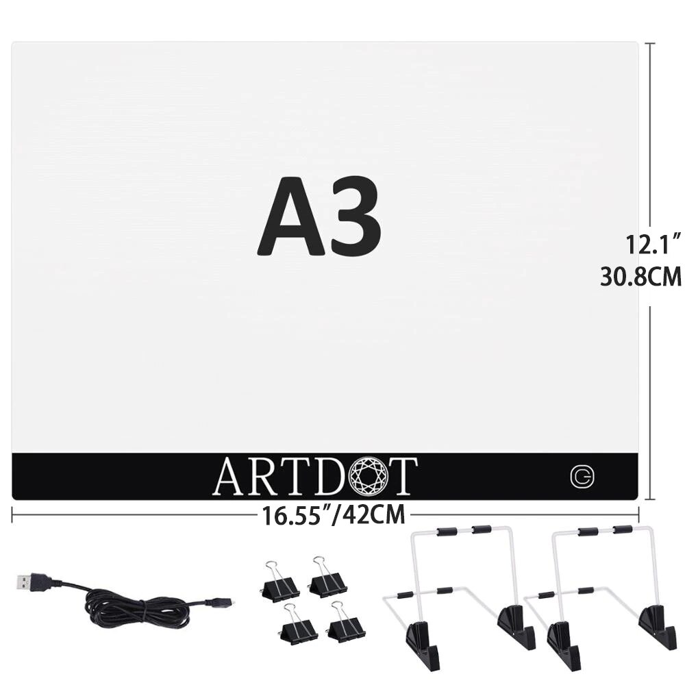 Diamond Painting Accessorie A5/A4/A3 Led Light Pad Lamp Board Tablet for Painting Drawing Diamond Embroidery Tool Kits and Stand: A3 Light Pad Set