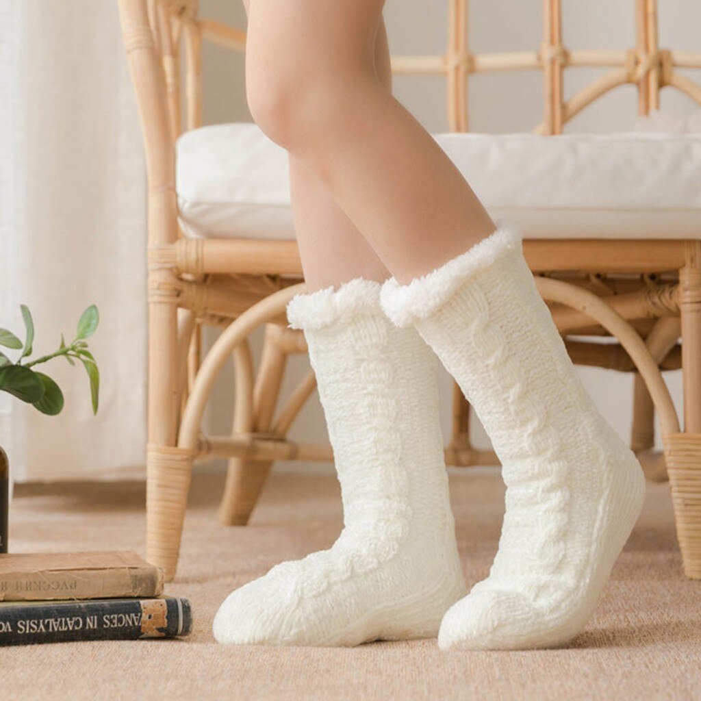 Women Winter Sweet and lovely, warm and comfortable Cotton Socks Solid Thicker Anti-slip Floor Socks Carpet Socks: WH