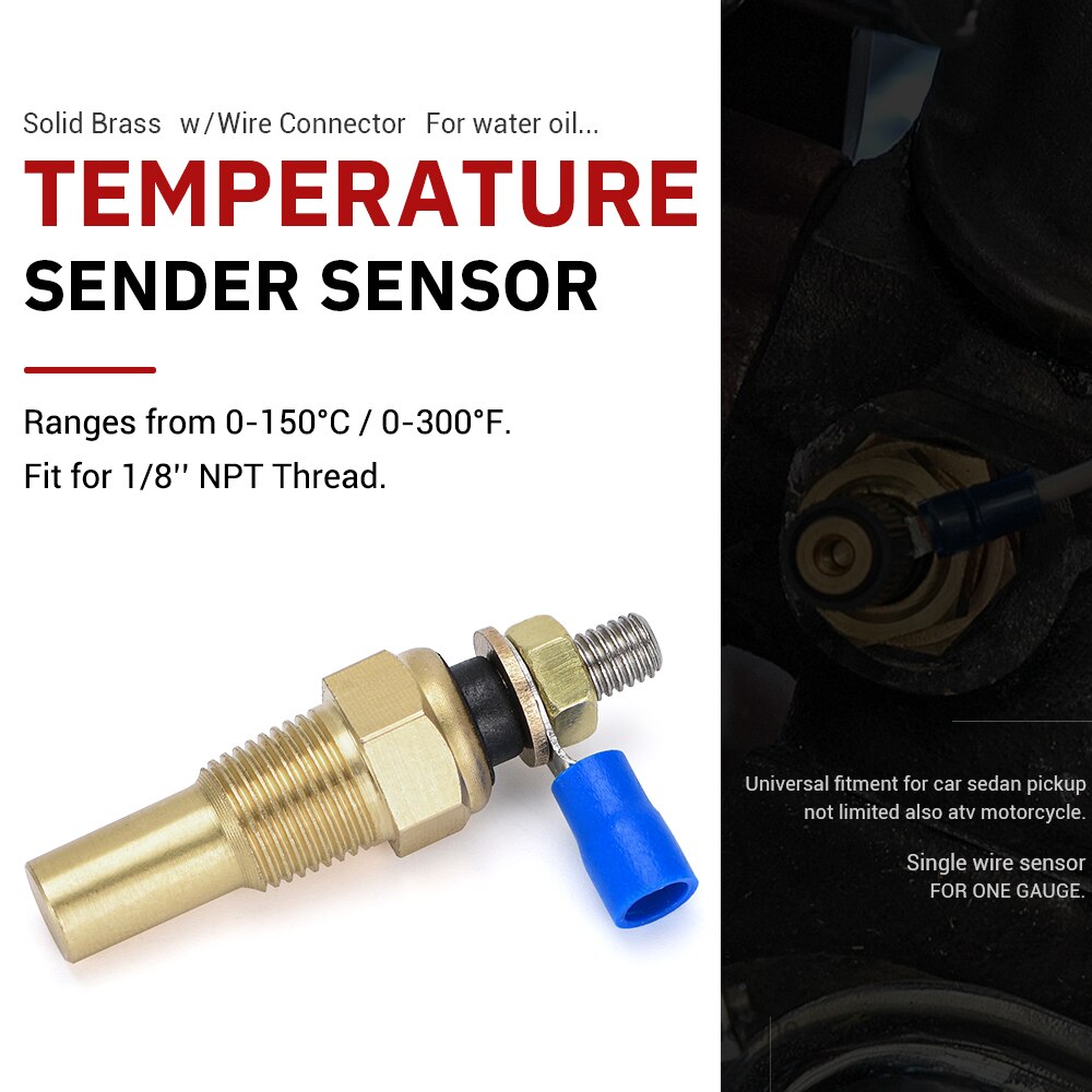 - 12V 1/8 NPT Racing Car Oil Temp Sensor Water temperature Sensor Water Temp Sensor Gauge Sensor VR-TSU01