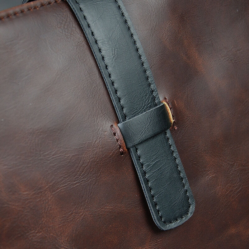 Mannen Lederen Aktetas Laptoptas Attache Messenger Portfolio Tassen Bruin Mode