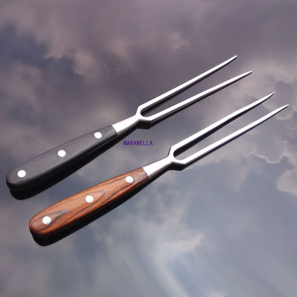 Multifunction 36cm Stainless steel Barbecue Fork Beef Mutton Western Food Meat Fork Kitchen Tableware with Wooden Handle