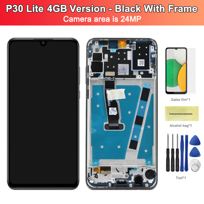 Nowy ekran dla HUAWEI P30 Lite wymiana wyświetlacza, dla ORIG LCD ekran dotykowy zestaw dla HUAWEI P30 Lite Nova 4e zniszczyć-LX1A LX2: czarny